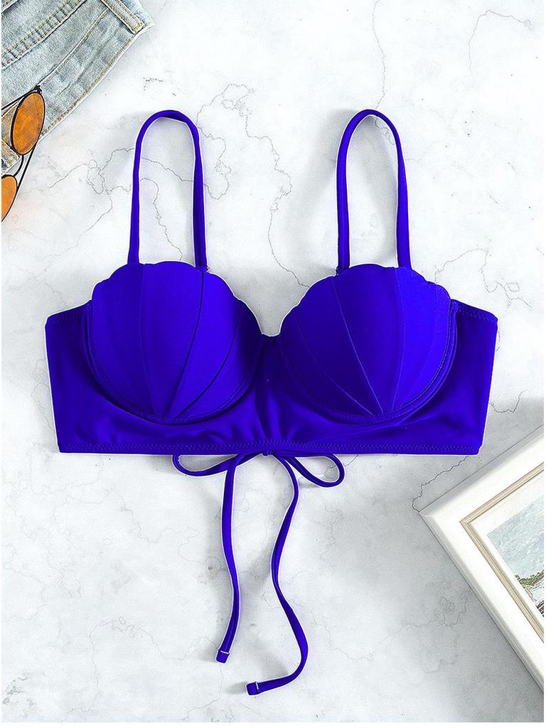 2025 Solid Color Underwire Padded Bikini Top - European & American Style