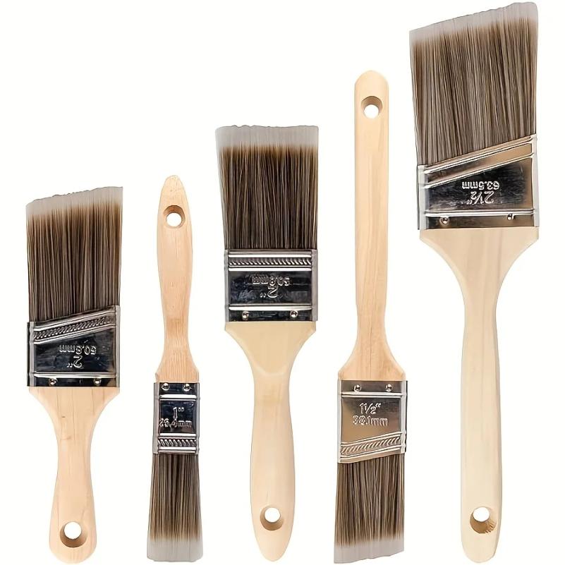 5Pcs High Quality Paint Brush BBQ Brush for Barbecues Furniture Handle and Wall Painting with Soft Hair and Wooden Handle