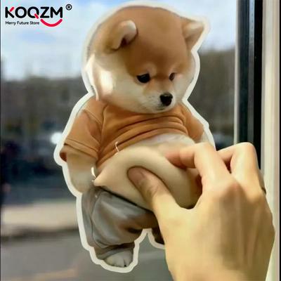 1/5 Stück 3D Niedlicher Welpenaufkleber Knetbarer Shiba Inu Aufkleber Kühlschrank Wanddekoration Silikon Selbstklebender Aufkleber