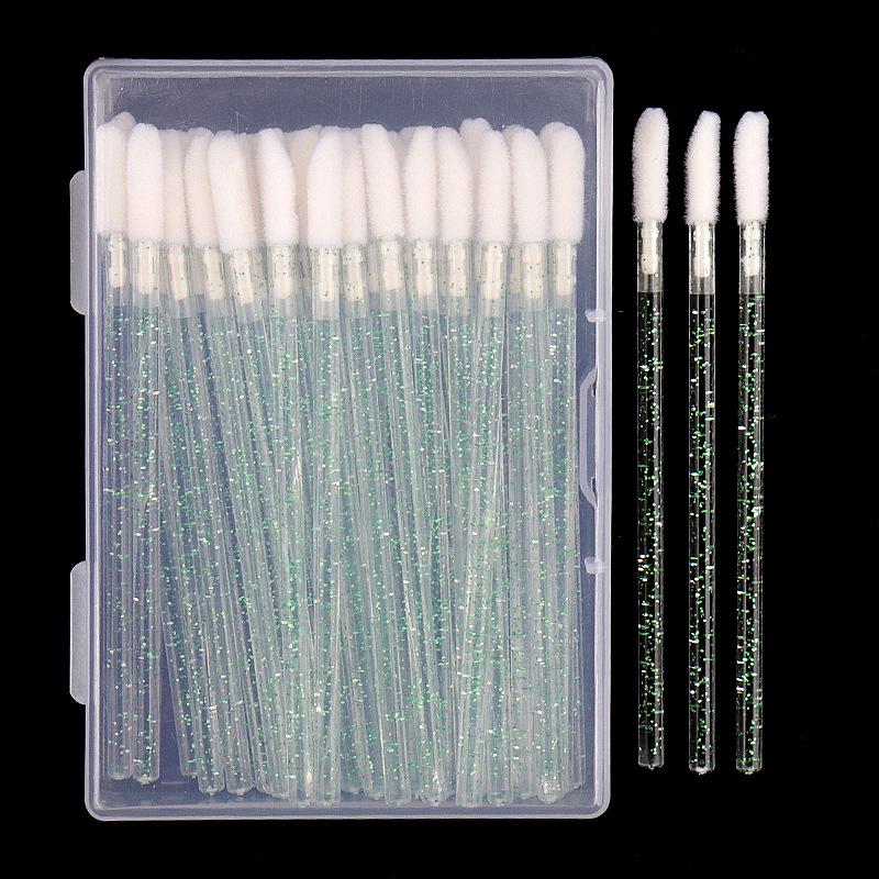 50 Stück Nylon Lippenpinsel Make-up Werkzeuge mit Kristallgriff