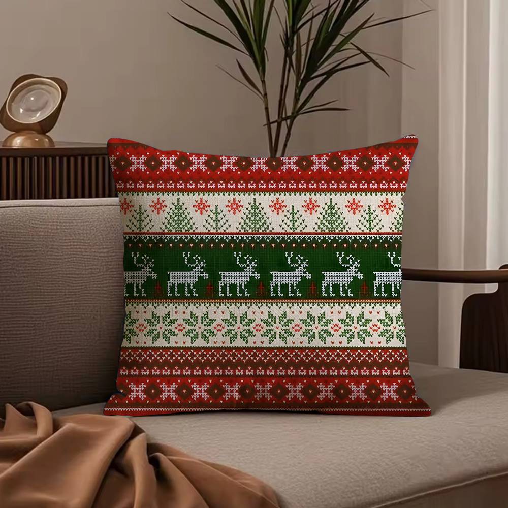 Classic Christmas Plaid Pillow Case Anti-dustmite Pillowcase Invisible Zipper Silky Short Plush Sofa Cushion Cover
