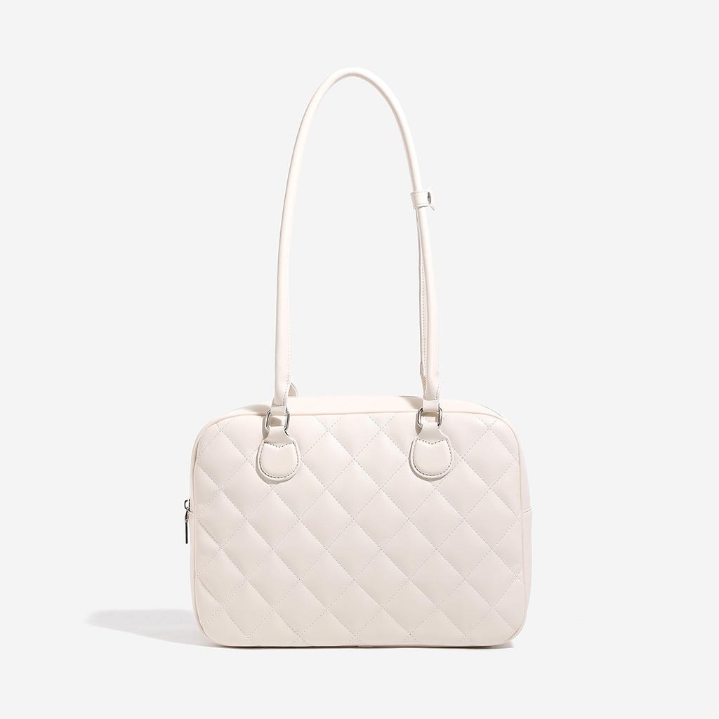 Large Capacity Toast Bag, Computer Bag, New Small Fragrant Style Portable Shoulder Tote Bag, Diamond Grid Boston Bowling Bag