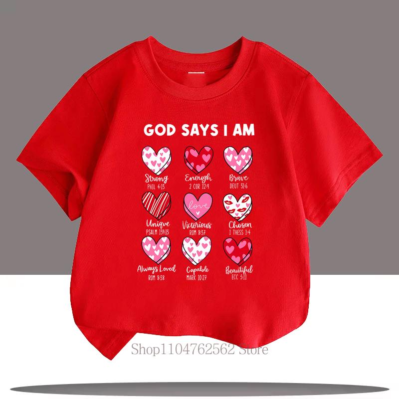 

Teenager God Says I Am Print Children Tshirts Summer Girls Casual Fashion Kawaii Colorful Kids Short Sleeve Tops Tshirts S