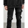 American High Street Vibe Trendy Brand Ripped Patch Jeans Men's Slim Fit Small Feet Design Sense Retro Casual Pants