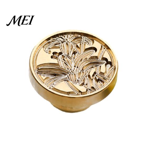 Greeting Card Sealer Wax Seal Stamp, Vintage Plant Pattern Head, Durable Flower Embossing Stamp Copper Head Replacement, for Envelope And Cards