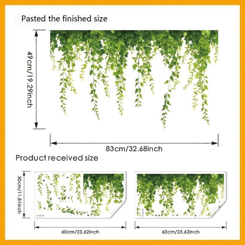 Simulation Green Vine Plant Vine Strip Living Room Entrance Bedroom Wall Decoration Sticker Self-Adhesive Sticker