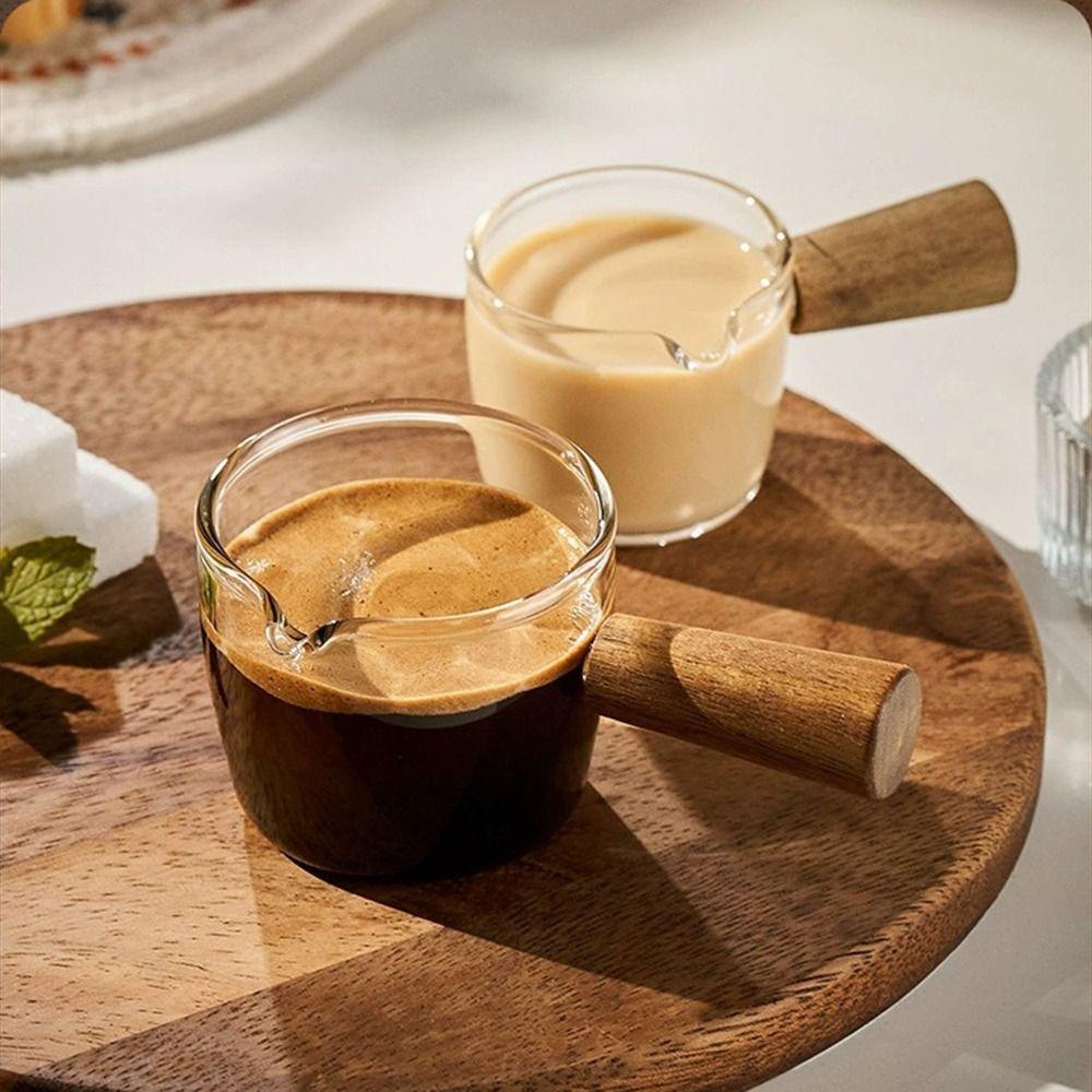 75ML Double Spout Measuring Cup V-Shaped Mouth Glass Espresso Cups Triple Pitcher Milk Cup  Tea