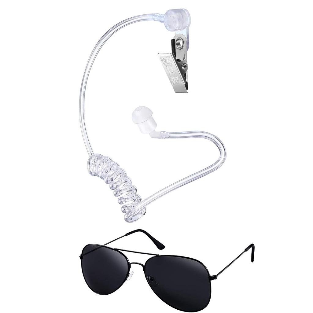 Costumi da Agente Segreto per Cosplay Vestiti di Sicurezza Accessori Occhiali da Sole Distintivo Set di Auricolari