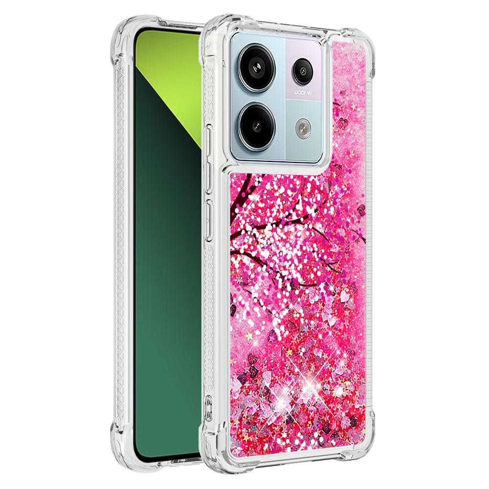 

For Xiaomi Redmi Note 13 Pro 5G/Poco X6 5G TPU Case with Quicksand and Pattern Printed Cherry Blossom