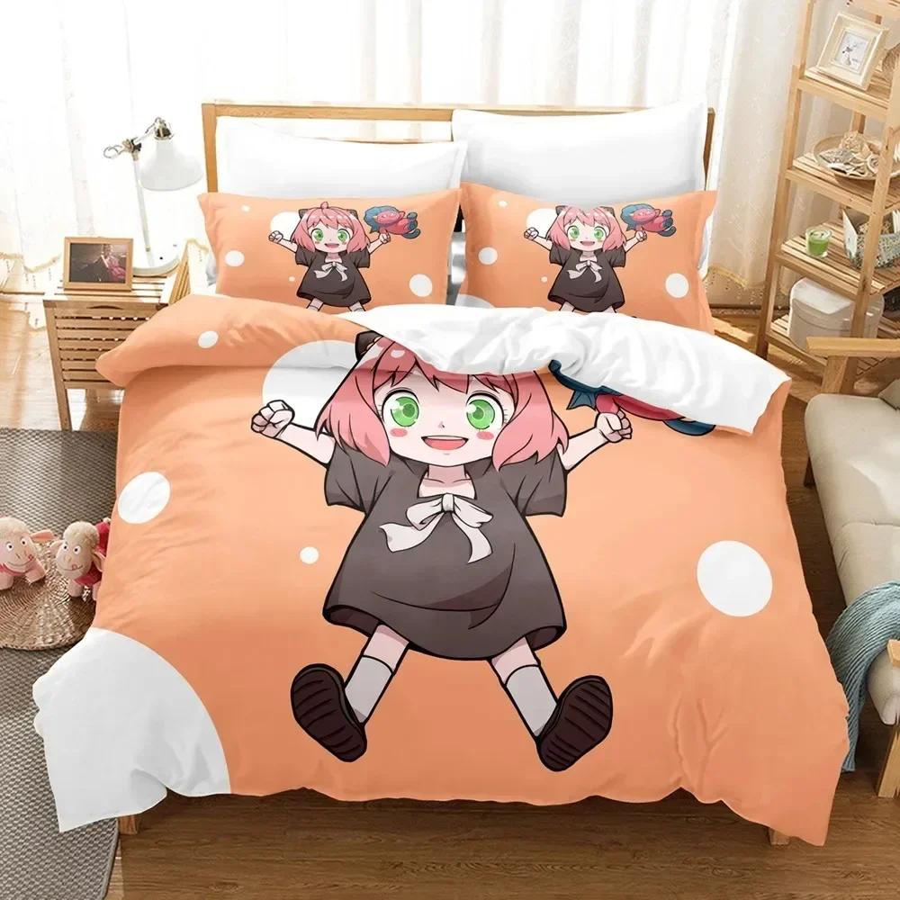 Anime SPY×FAMILY Bedding Set Anya Forger Printed With Pillowcase Bed Duvet Cover Soft Queen King Size Bedclothes Home For Gifts