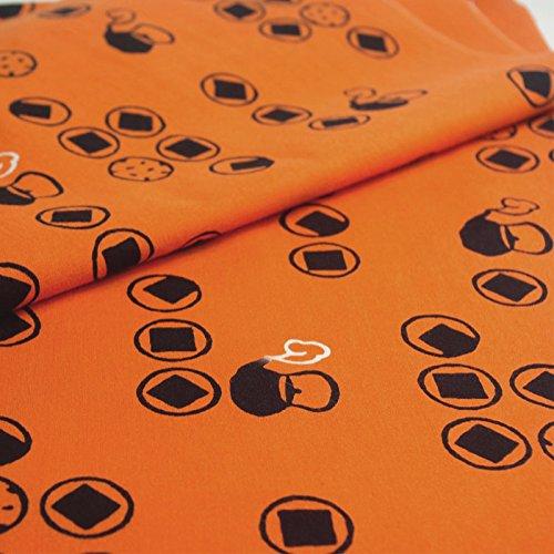 Todaya Shoten Niwa-zome Tenugui Rice Crackers 825, Orange and Black, Approx. 37 X 98 Cm