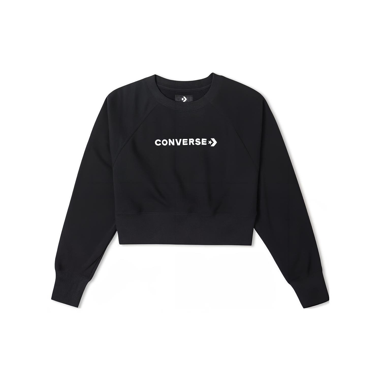 (WMNS) Converse Wordmark Fleece Crew Top  Black  Women s 10024731-A01 XL