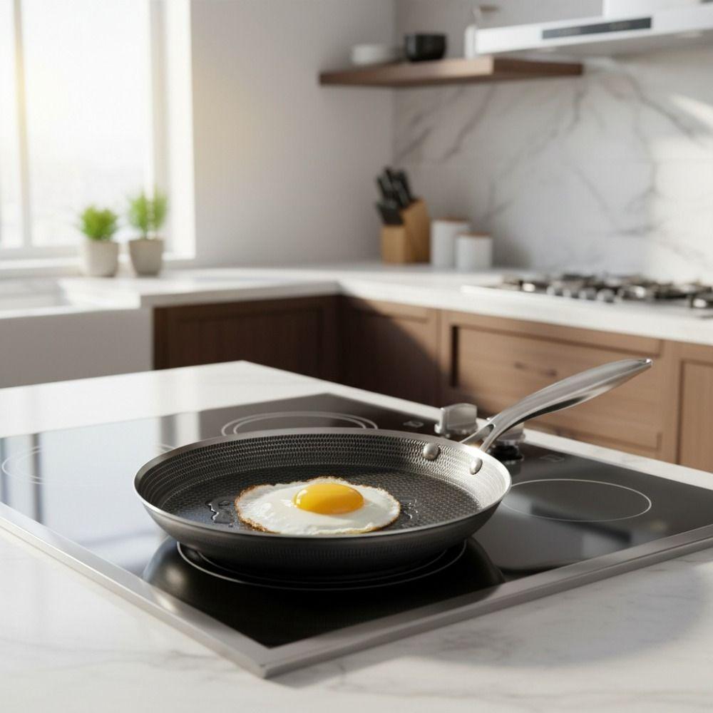 Padella per Pancake in Acciaio Inossidabile Manico Ergonomico Padella Antiaderente Padella Multifunzione Fornello