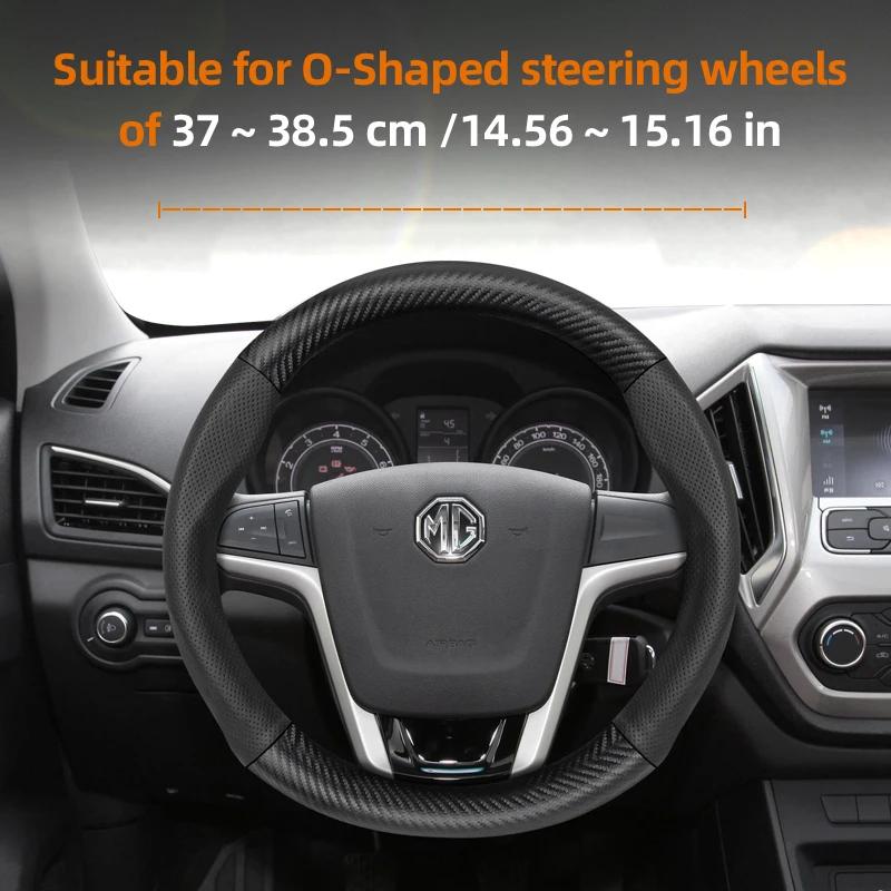 Suitable for Mg Breathable Hole Leather Matte Carbon Fiber Texture Steering Wheel Cover Suitable for Zs Mg3 Hybrid Luxury 2025