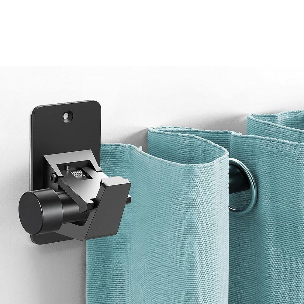2Pcs Wall-mounted Curtain Rod Holders Adjustable Wall Rod Bracket Curtain Hanging Hooks  Bedroom
