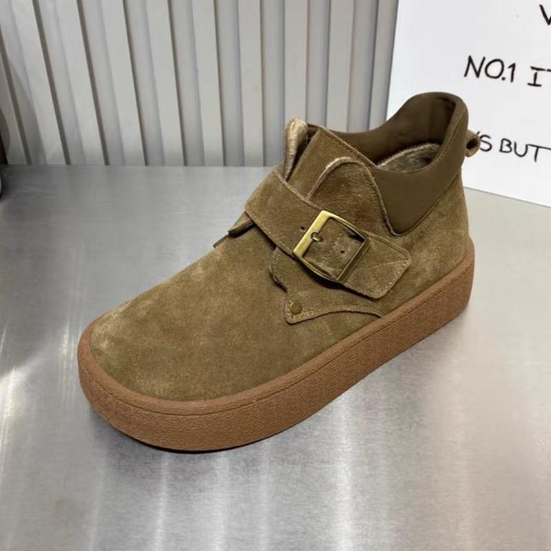 Suede Flats Women Snow Ankle Boots Platform Casual Shoes Designer Short Plush Cotton Botas 2024 Trend Winter Walking Botas Mujer