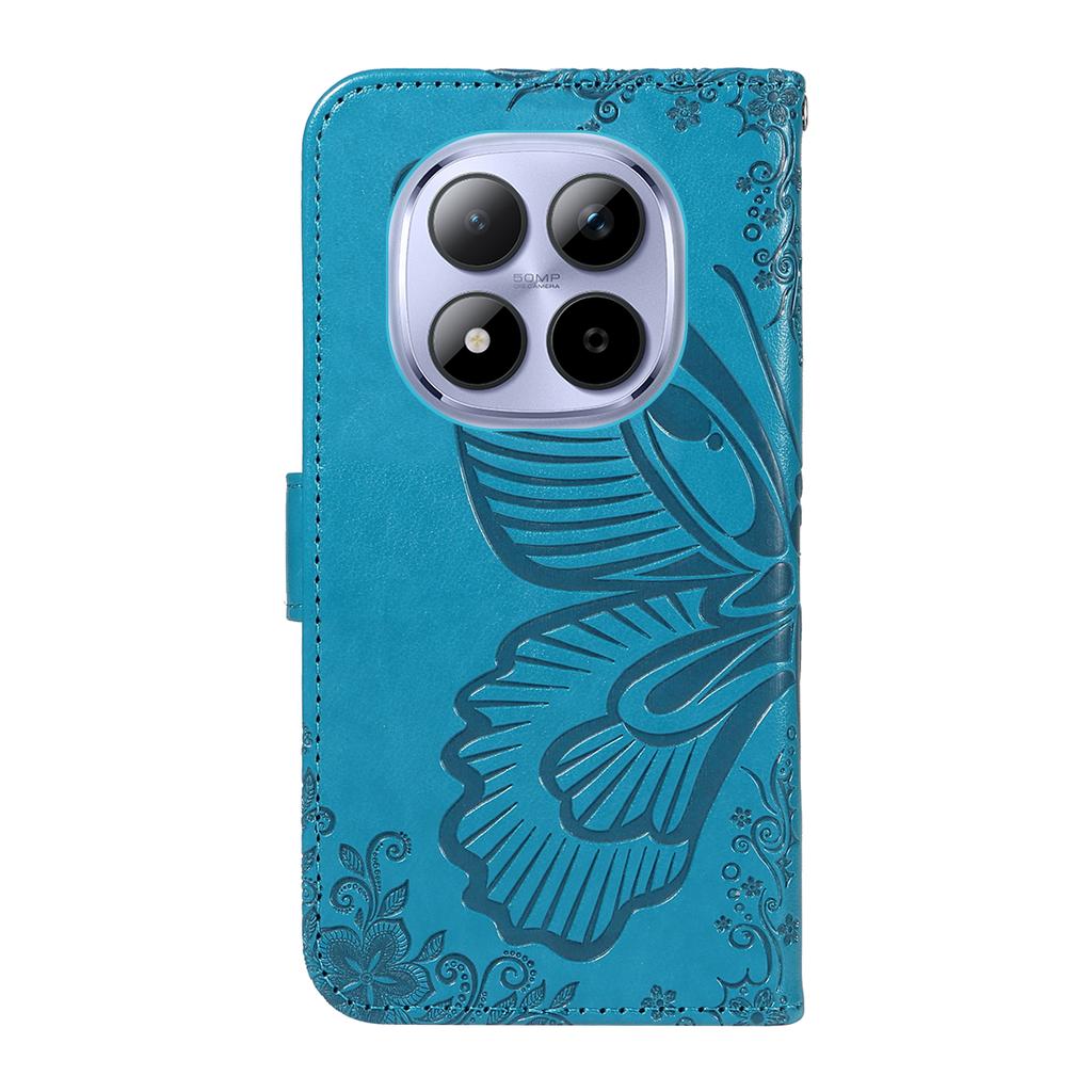 For Xiaomi Redmi Note 15 Pro 5G (Global) Case Butterfly Pattern PU Leather Folio Flip Phone Cover -  Blue
