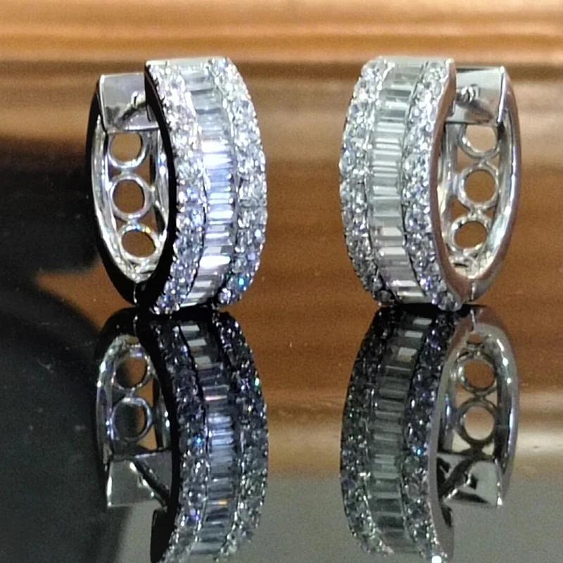 Huitan Classic Bright Cubic Zirconia Hoop Earrings Female Exquisite  Color Accessories Simple Stylish Daily Wear Jewelry