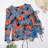 New Print Mesh Sun Protection Three-Piece Bikini Swimwear