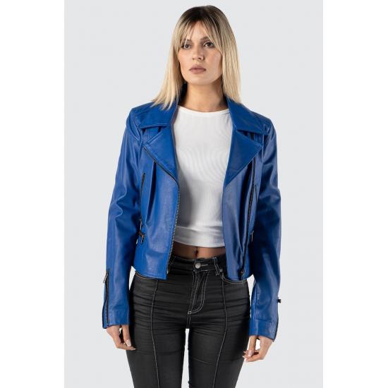 

Женские куртки Karina Женская куртка из натуральной кожи синего цвета Regular Fit