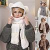 Cute Bear Ear Hat Scarf for Women Winter Beanies Caps Warm Casual Hooded Scarves Neck Wraps Beanies