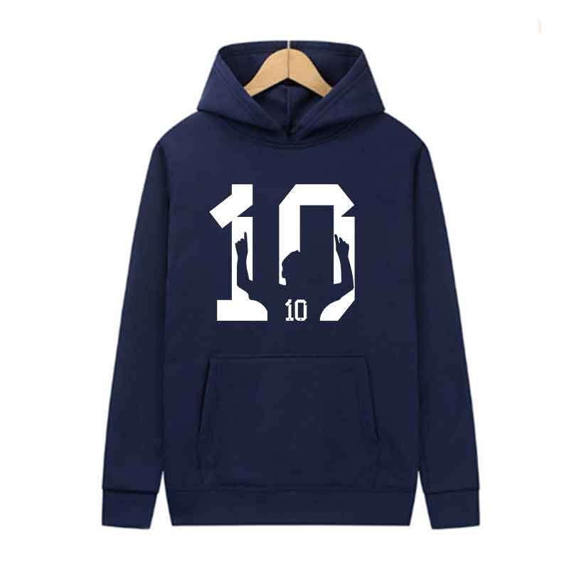 Harajuku Print Football player Number 10 Hooded Top Men's Women Vintage Sweatshirts Streetwear Spring Autumn Y2K Clothing