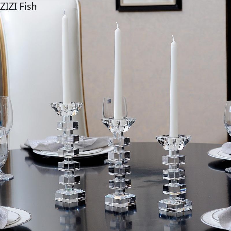 Minimalism Transparent Crystal Candle Holder Candlestick Desk Decoration Wax Melt Burner Aroma Diffuser Home Aroma Container