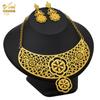 Two-Piece 24K Gold-Plated Alloy Dubai Bride Necklace Earrings Set Indian-Saudi Arabian Women's Wedding Gift for Party Occasions