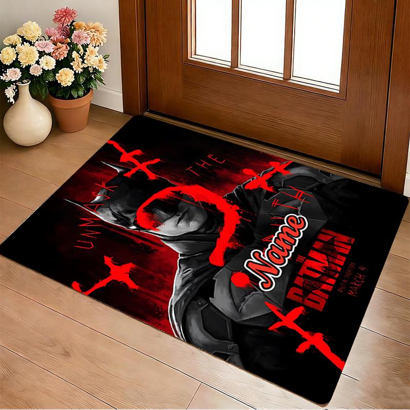 Custom Name Dark Knight Living Room Non-Slip Area Rug Soft Carpet for Bedroom Kids Playroom Sofa Office Home Decor Doormat