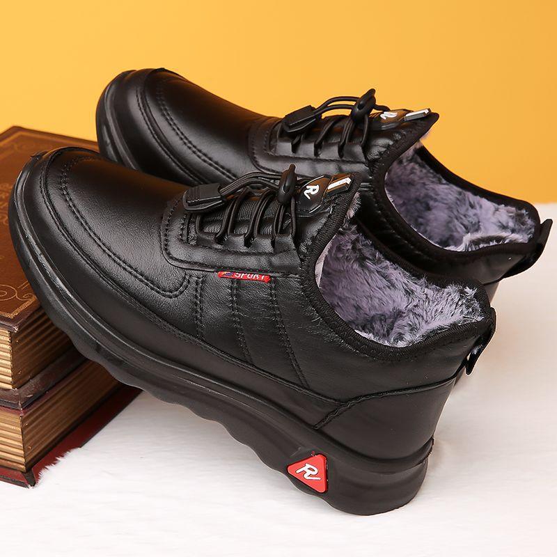 

Зимние старые северные тканевые туфли мужские хлопковые туфли на толстой подошве и утепленные для тепла, обувь для отцов среднего и пожилого возраста, водонепроницаемая и нескользящая 35