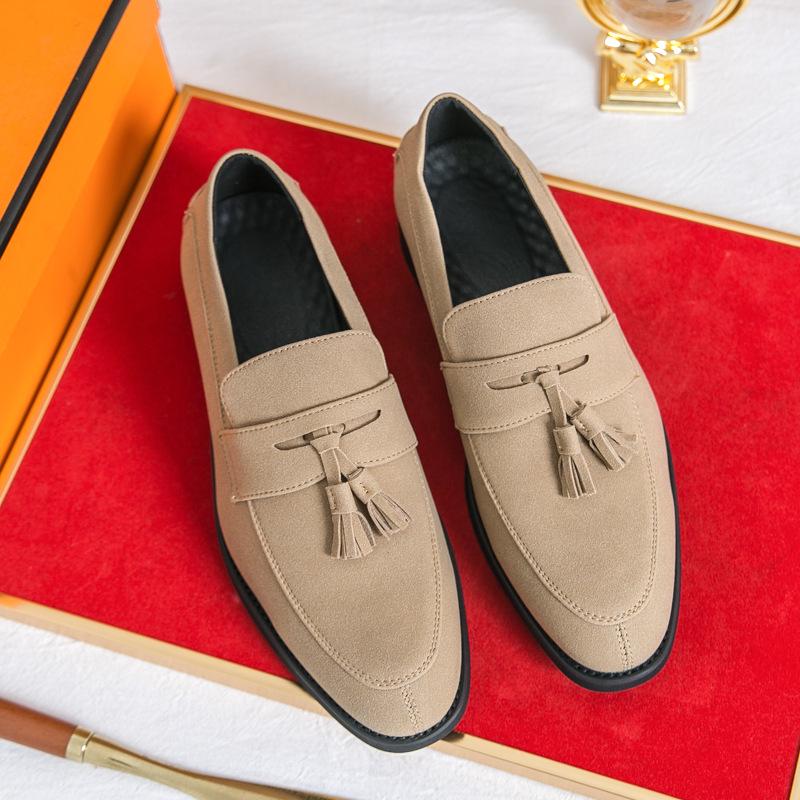 Men's Plus Size Matte Leather Tassel Loafers: Pointed Toe Business Casual Dress Shoes