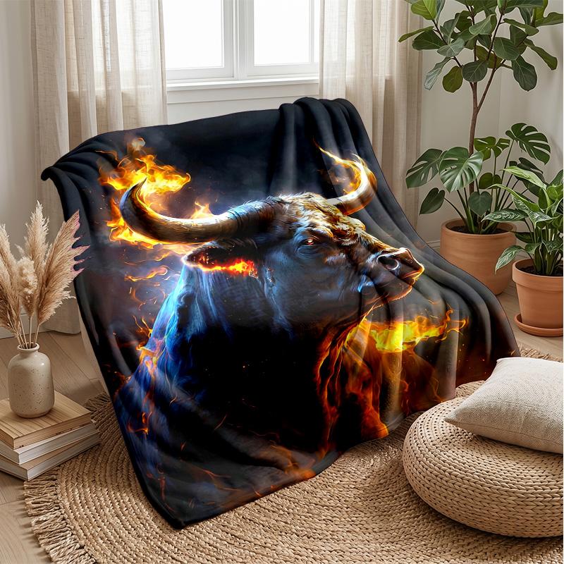 Festive Highland Cow Decoration Theme Blanket Lightweight Warm Flannel Blanket Decorative Throw Blanket for Home Decoration