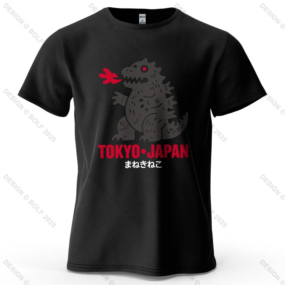 

S5XL Tokyo Dinosaur Printed Mens TShirt 100 Cotton Oversized Japanese Harajuku Graphic Tees Tops Tees Casual Streetwear XL