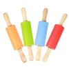 4PCS Mini Rolling Pin, Kids Rolling Pins Wooden Handle Non-Stick Silicone Rolling Pins Pastry Brushes Dough Roller for Baking Pizza Cookie Pastry