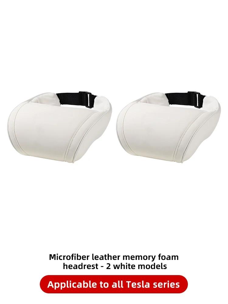 YZ for Tesla Model 3/Y/X Juniper Highland Neck Pillow Seat Headrest Travel Rest PU Leather Memory Foam Pillows Car Accessory New