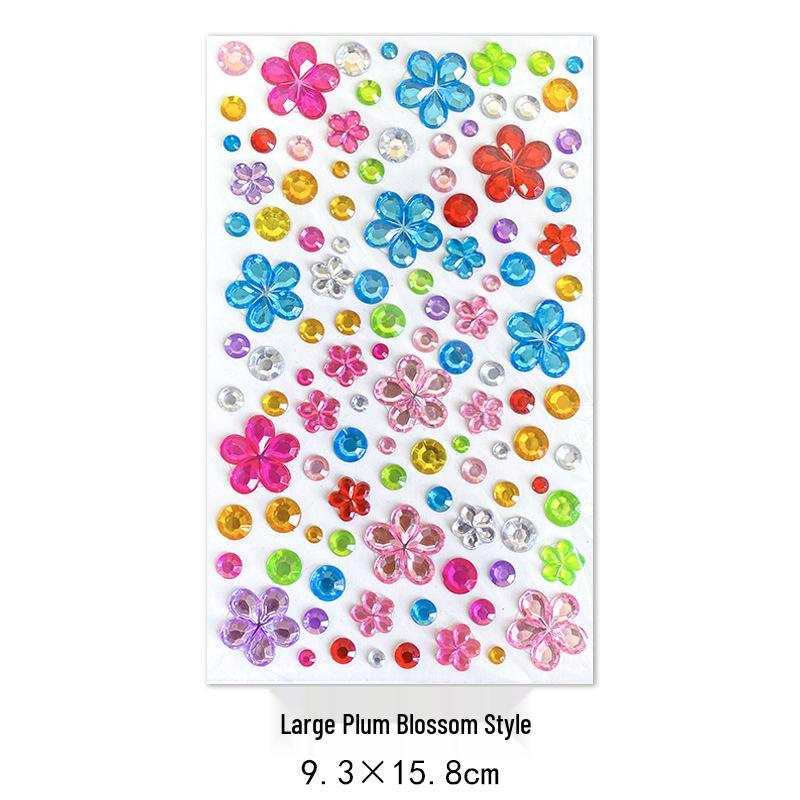 Gem Stickers: Kids' 3D Acrylic Crystal DIY Rhinestone Decorations, Colorful Cross-Border Designs for Girls