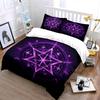 3Pcs Purple Pentagram Bedding Set, Glowing Magical Circle Print Duvet Cover + 2 Pillowcases, Mystical Witch Decor