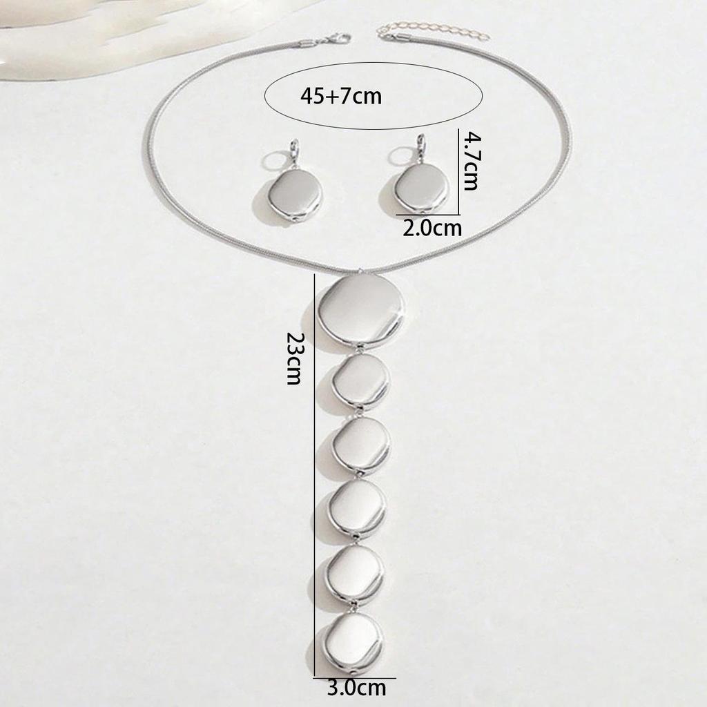 Exaggerated fashion irregular geometric pendant necklace earring set bright color collarbone jewelry necklace