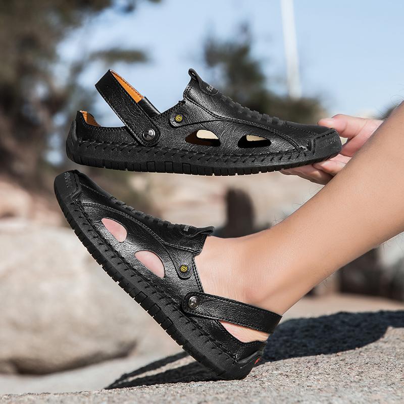 38-48 Sandalias de Playa de Cuero de Verano para Hombre Talla Grande