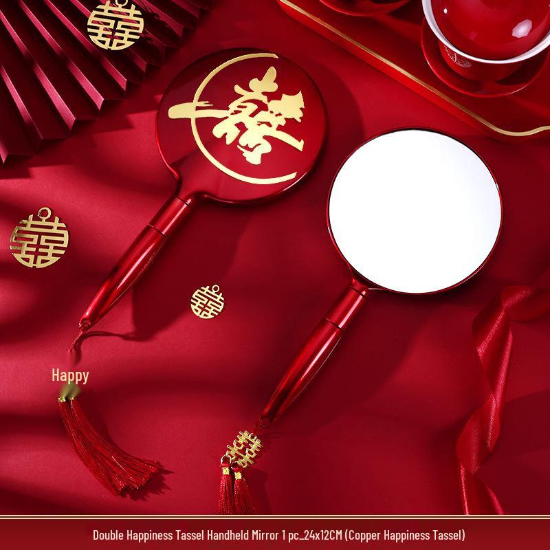 Red Wedding Dowry Set: Pair of Small Mirrors & Combs for Bride No Specification