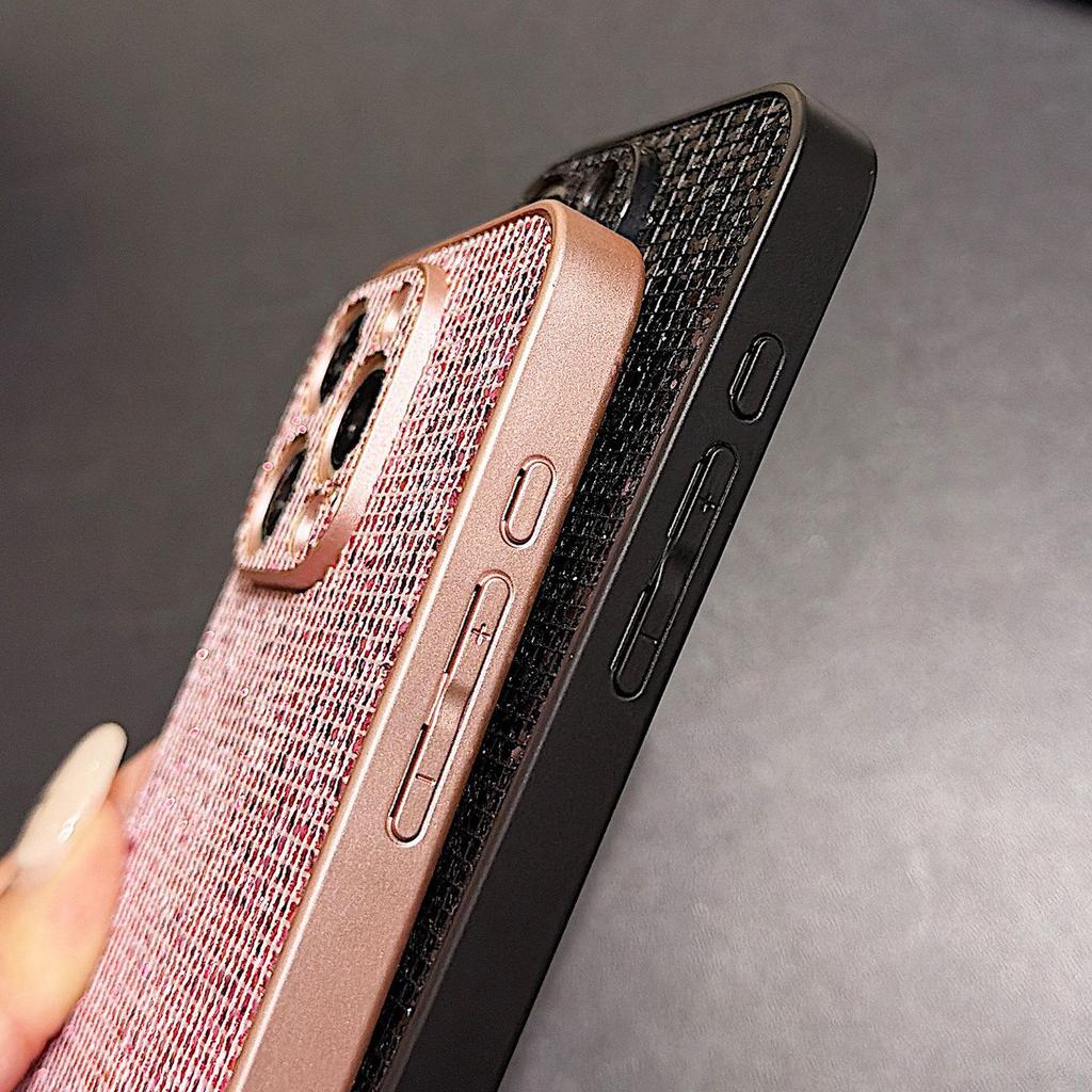 Korean light luxury iPhone15 mobile phone case Apple 17ProMax flash diamond air metallic paint 16 Korean version of women's models