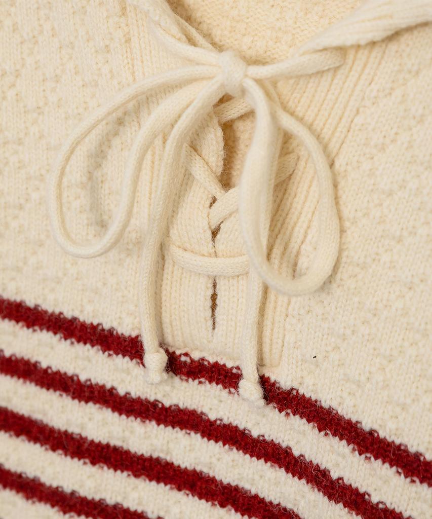 Eilubeu Wide Collar Multi-Striped Knit Aarbpo102B