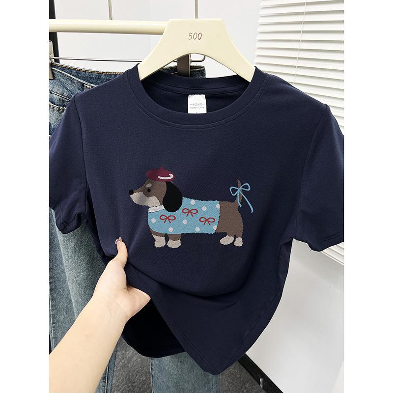 

Versatile Petite Round Neck Women s T-Shirt - Short Sleeve, Straight Shoulder, Spring/Summer 2025 Collection 2XL