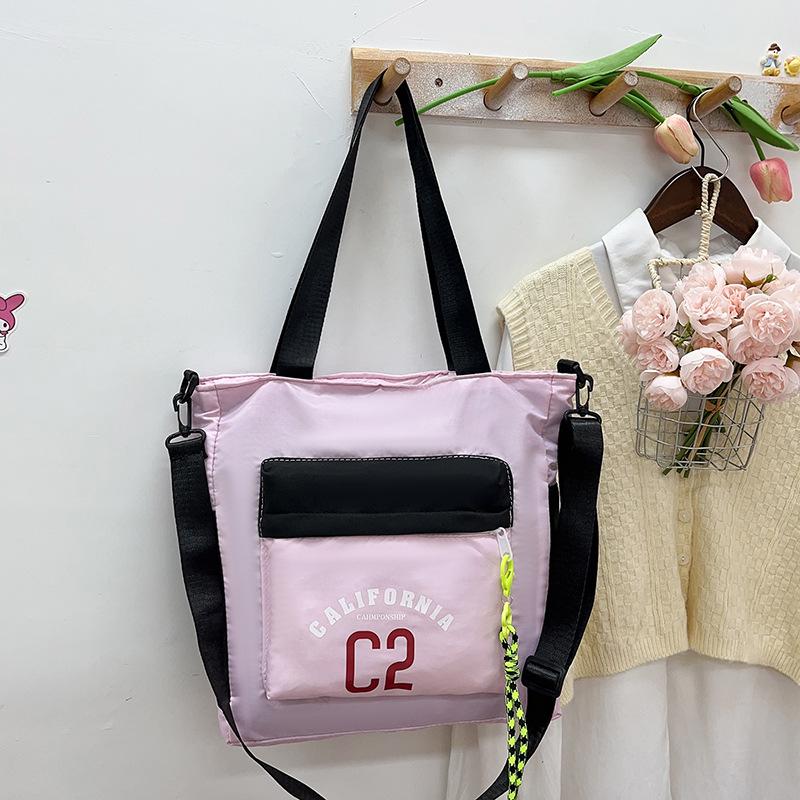 

Контрастные женские сумки, сумки через плечо, простые и вместительные сумки-тоут, сумки для книг, сумки для занятий, студенческие тоуты розовый