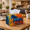 1pc Abstract Expressionist Modern Tissue Box, Horse Fire Colorful Dynamic Perfect for Outdoor Gatherings, Daily Desktop Use, And Suitable for Bedrooms