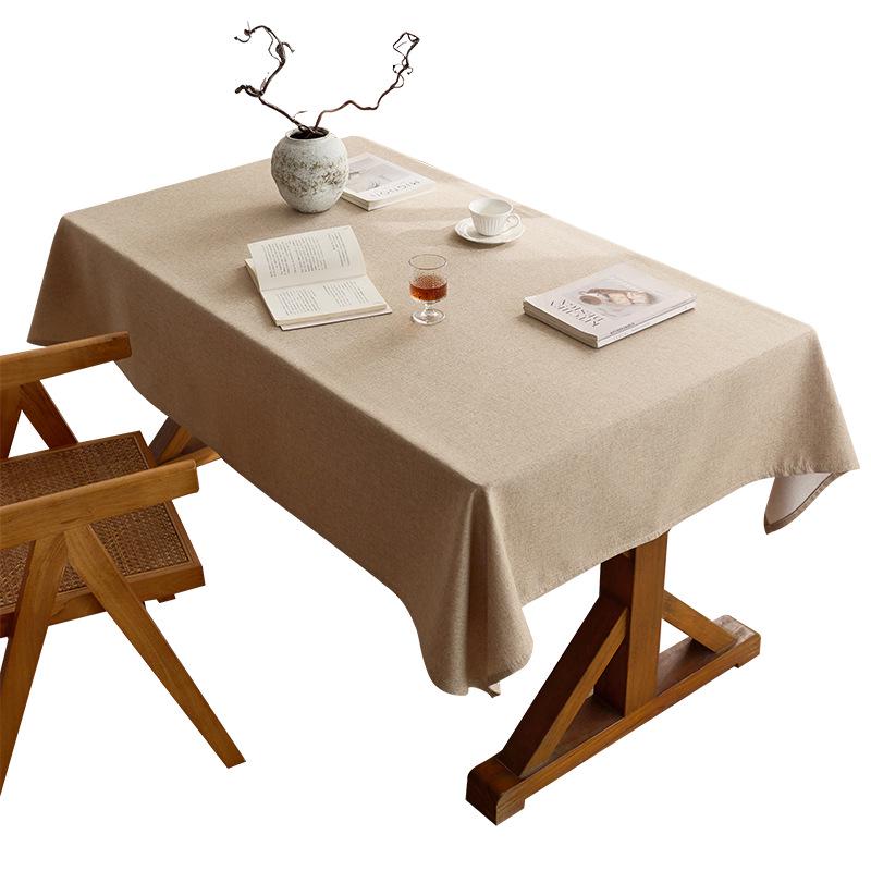 Modern Chinese Style Cotton Linen Tablecloth - Solid Color Rectangular Design for Dining or Tea Room