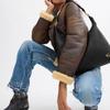 Coach Juliet 38 Metal Logo Zipper Closure Leather Shoulder Bag Large Women Shoulder Bag Black CY817-B4BK