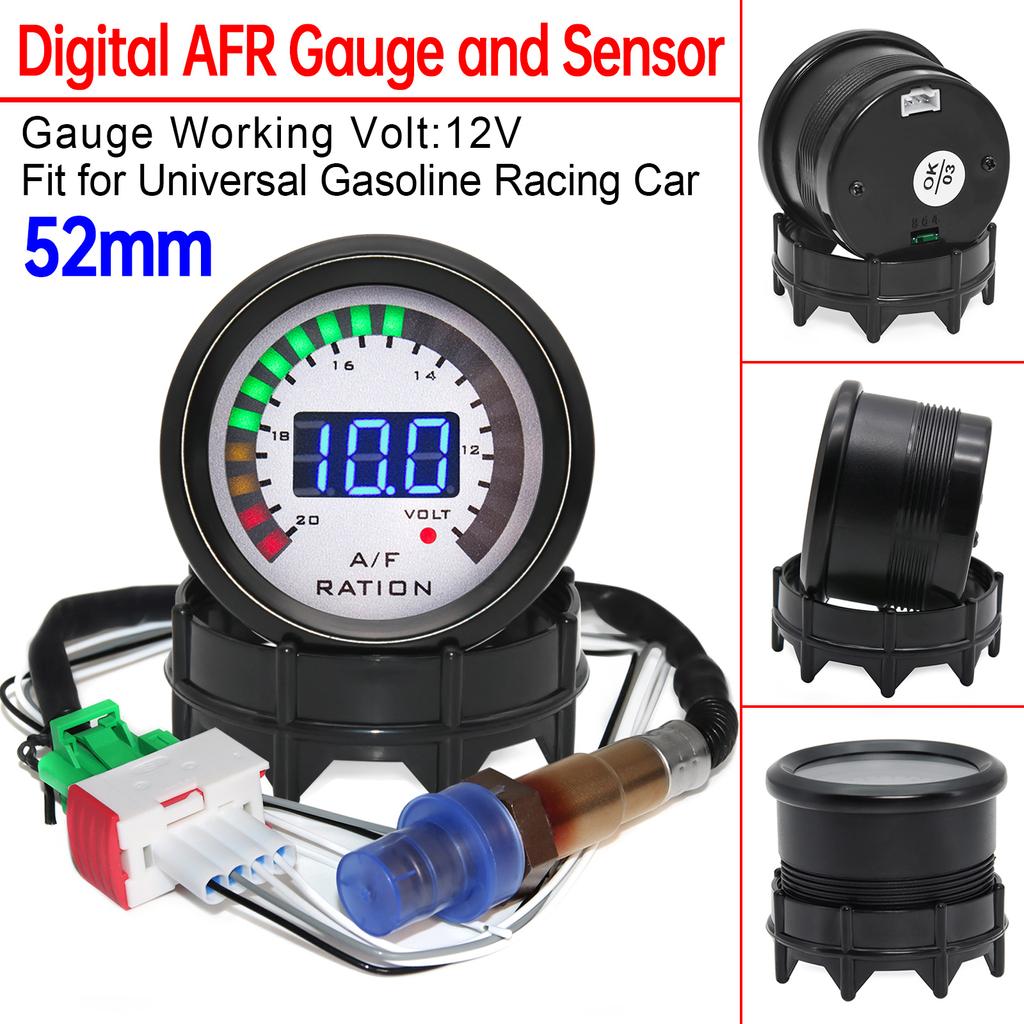 52mm Air Fuel Ratio Gauge Car Smoke Face AFR Gauge And Sensor 2 In 1 Can Be Paired With Narrowband O2 Oxygen Sensor Fit for 12V
