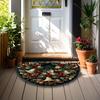 1Pcs Berry Christmas Bells Semi Circle Welcome Doormat Non-Slip for Outdoor Patio Porch Kitchen Bathroom Entryway Floor Mat