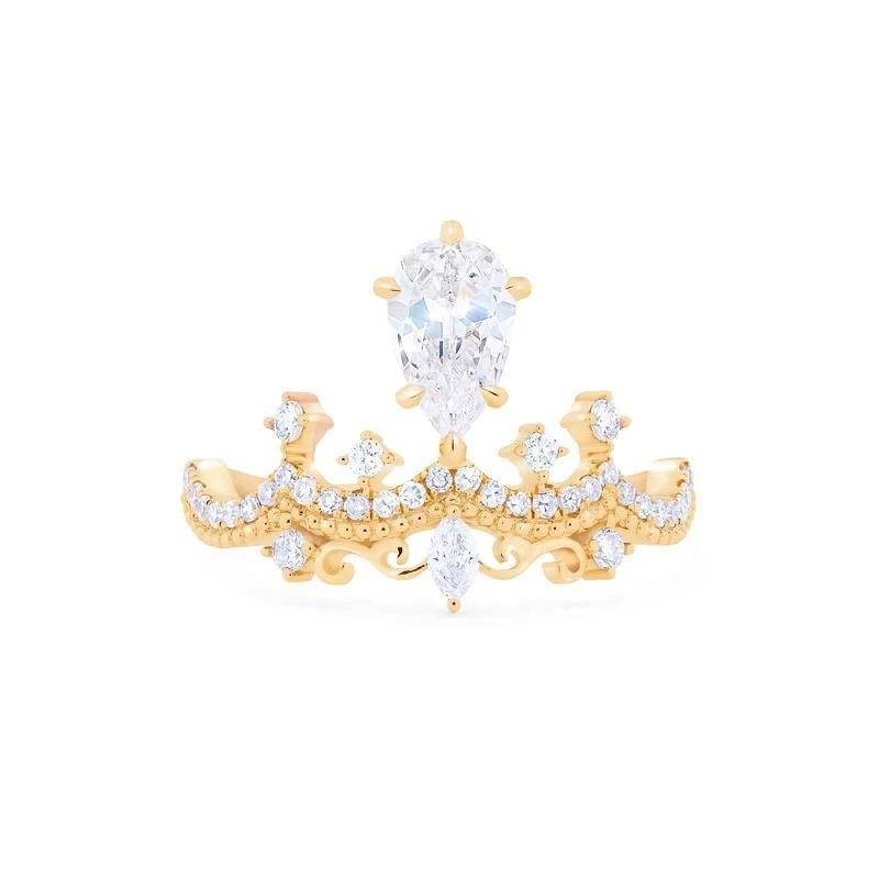 

Independent Station Vintage Crown Ring Water Drop Pear Shaped Mozzarella Diamond Engagement Ring no. 6 золотой